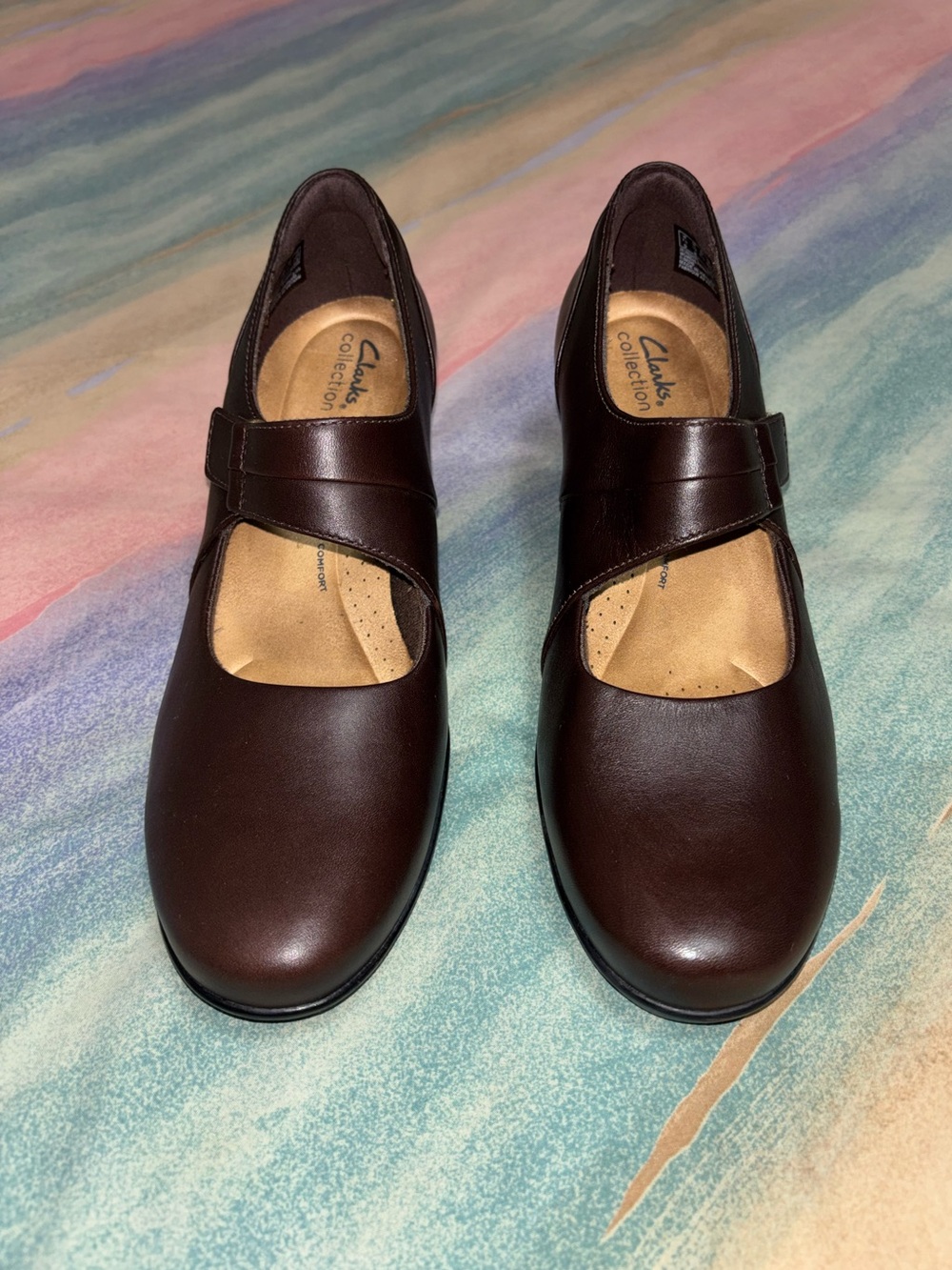 Clarks Collection Women's 10 Emslie Lulin Mary Jane Pumps Heels Brown Leather - Picture 2 of 10
